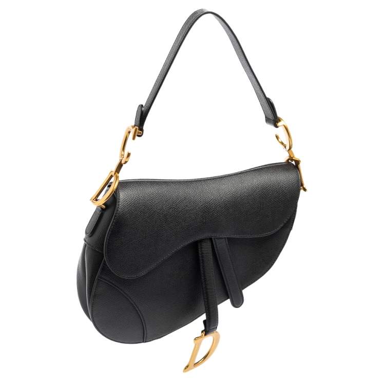 Pre Owned Dior Black Leather Saddle Shoulder Bag