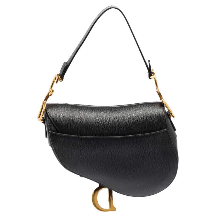 Pre Owned Dior Black Leather Saddle Shoulder Bag
