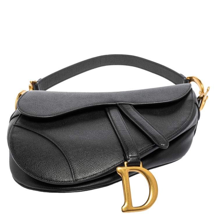 Pre Owned Dior Black Leather Saddle Shoulder Bag