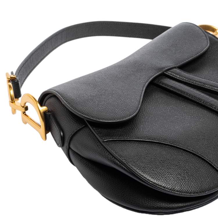 Pre Owned Dior Black Leather Saddle Shoulder Bag