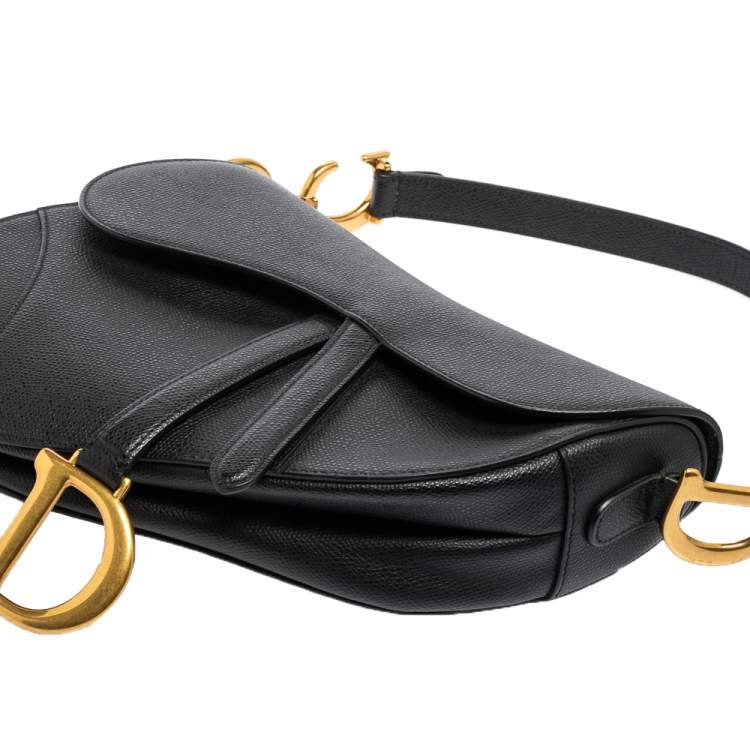 Pre Owned Dior Black Leather Saddle Shoulder Bag