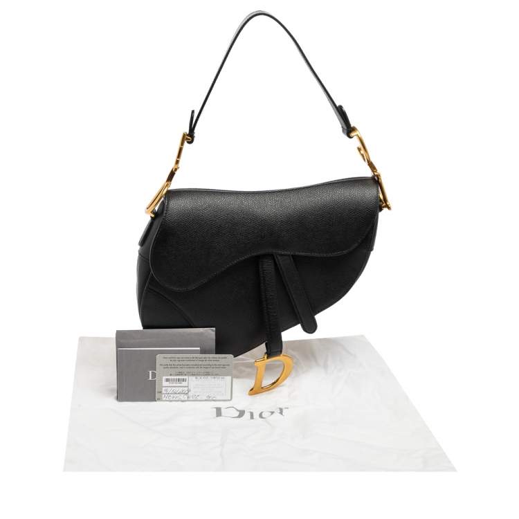 Pre Owned Dior Black Leather Saddle Shoulder Bag