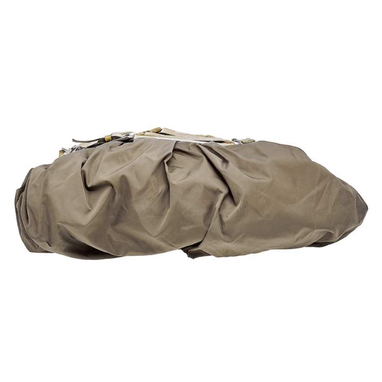 Pre Owned Dior Green Lizard Embossed Leather and Nylon Corset Hobo