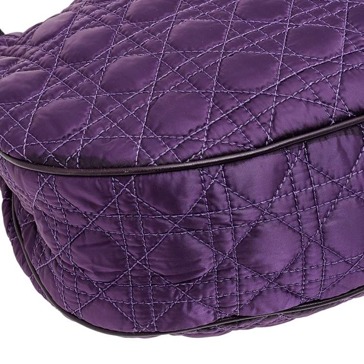 Pre Owned Dior Purple Nylon Charming Hobo
