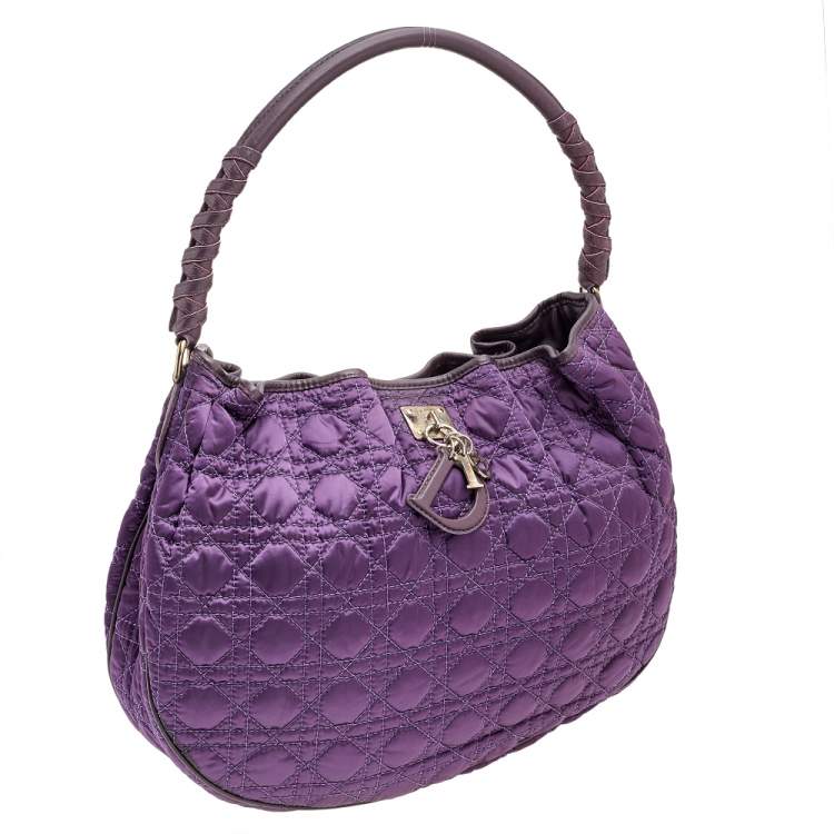 Pre Owned Dior Purple Nylon Charming Hobo