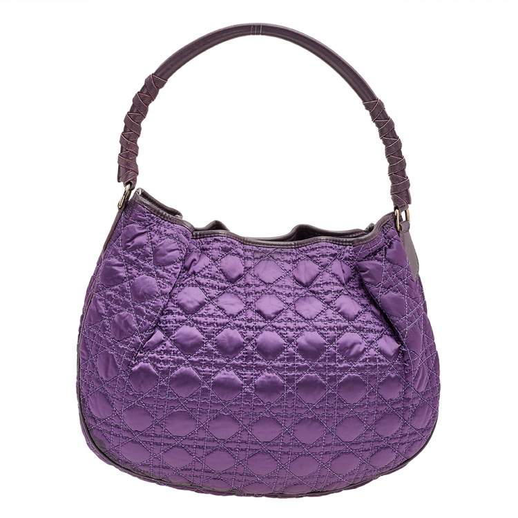 Pre Owned Dior Purple Nylon Charming Hobo