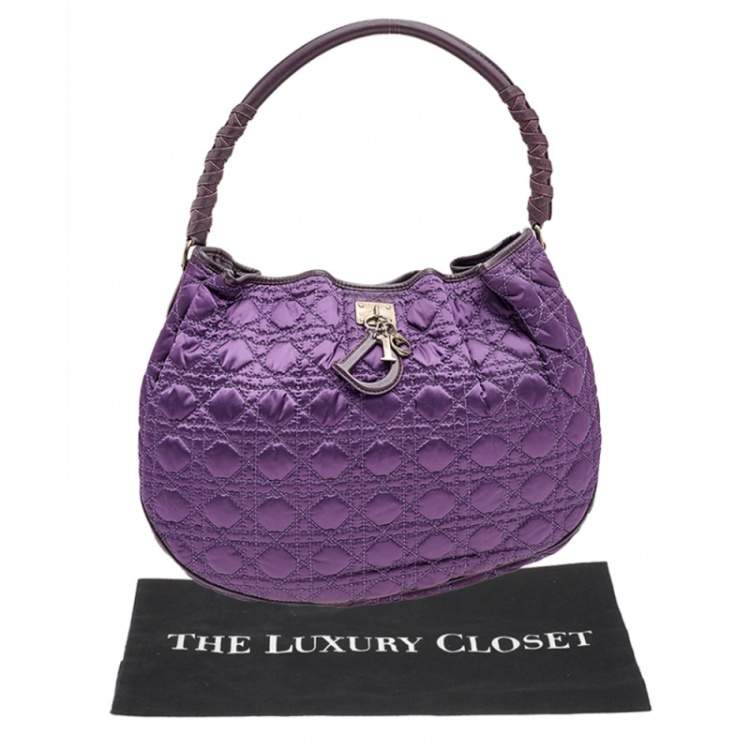 Pre Owned Dior Purple Nylon Charming Hobo