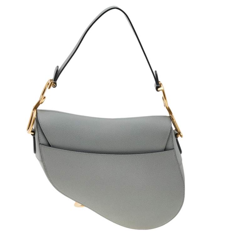 مملوكة مسبقًا Dior Grey Leather Saddle Shoulder Bag