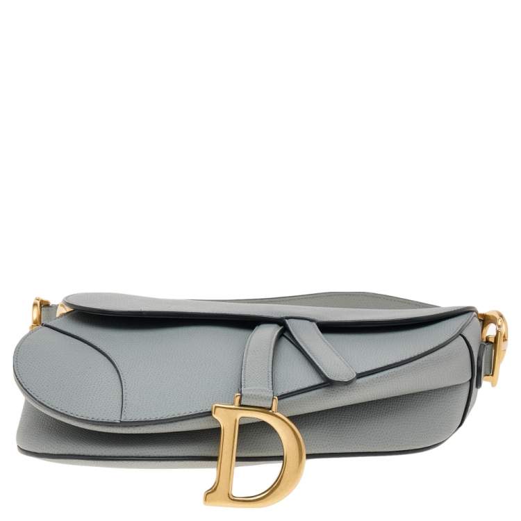 مملوكة مسبقًا Dior Grey Leather Saddle Shoulder Bag