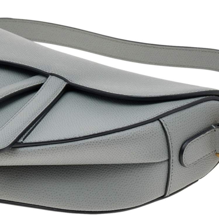 مملوكة مسبقًا Dior Grey Leather Saddle Shoulder Bag
