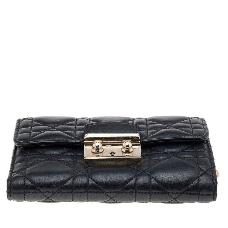 Pre Owned Dior Black Cannage Leather Miss Dior Wallet