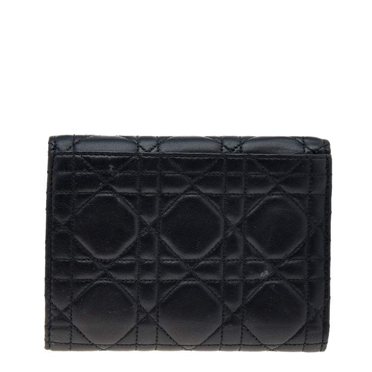 Pre Owned Dior Black Cannage Leather Miss Dior Wallet