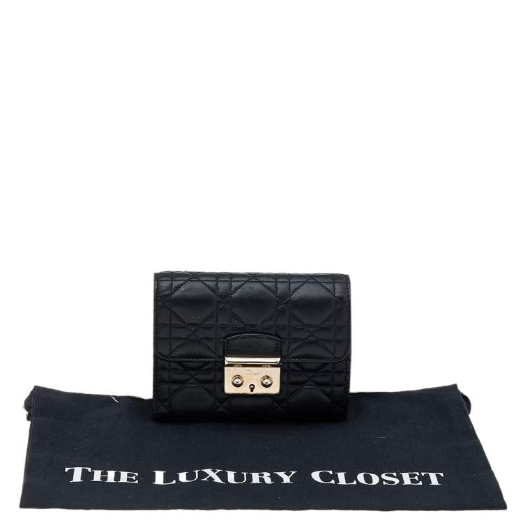 Pre Owned Dior Black Cannage Leather Miss Dior Wallet