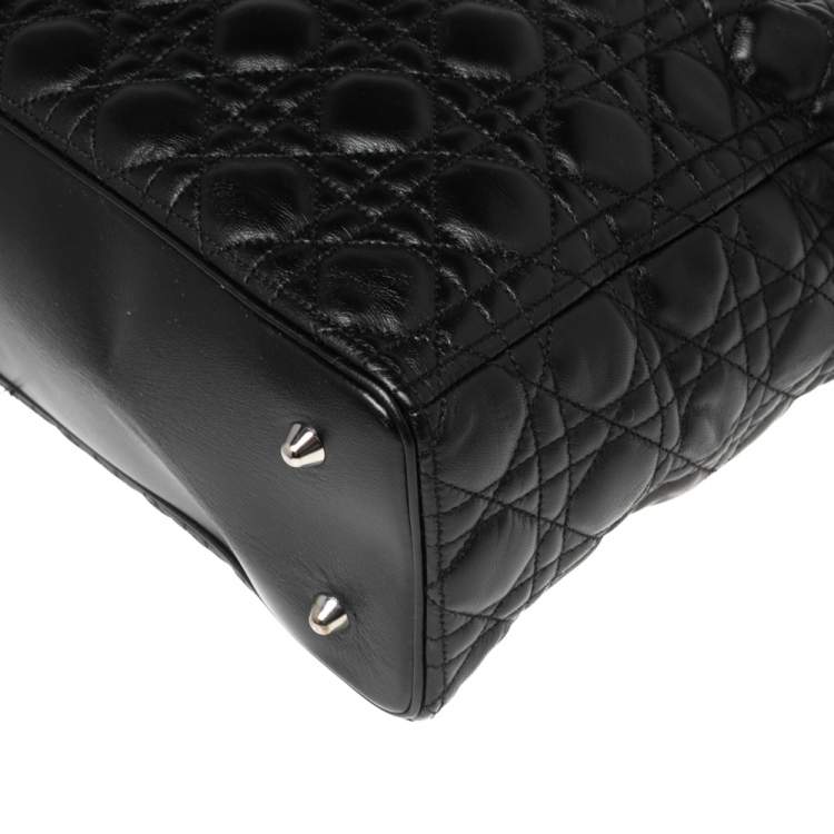 Pre Owned Dior Black Cannage Leather Extra Large Lady Dior Tote
