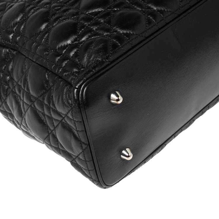 Pre Owned Dior Black Cannage Leather Extra Large Lady Dior Tote