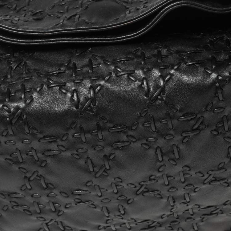 Pre Owned Dior Black Cannage Whipstitch Leather Hobo