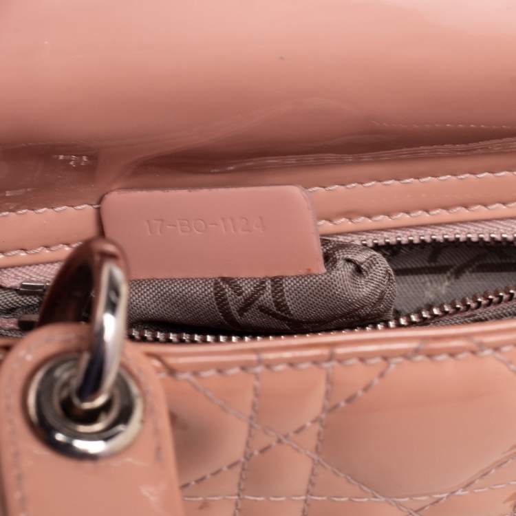 Pre Owned Dior Beige Cannage Patent Leather Mini Lady Dior Tote