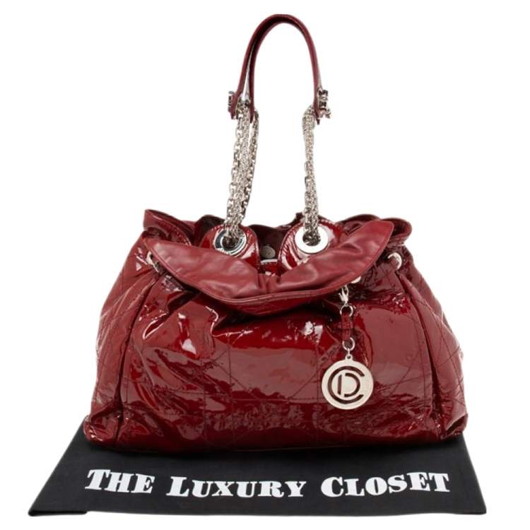 مملوكة مسبقًا Dior Red Cannage Patent Leather Le Trente Hobo