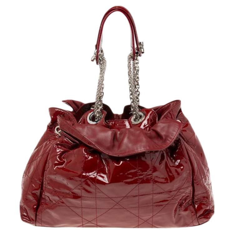 مملوكة مسبقًا Dior Red Cannage Patent Leather Le Trente Hobo