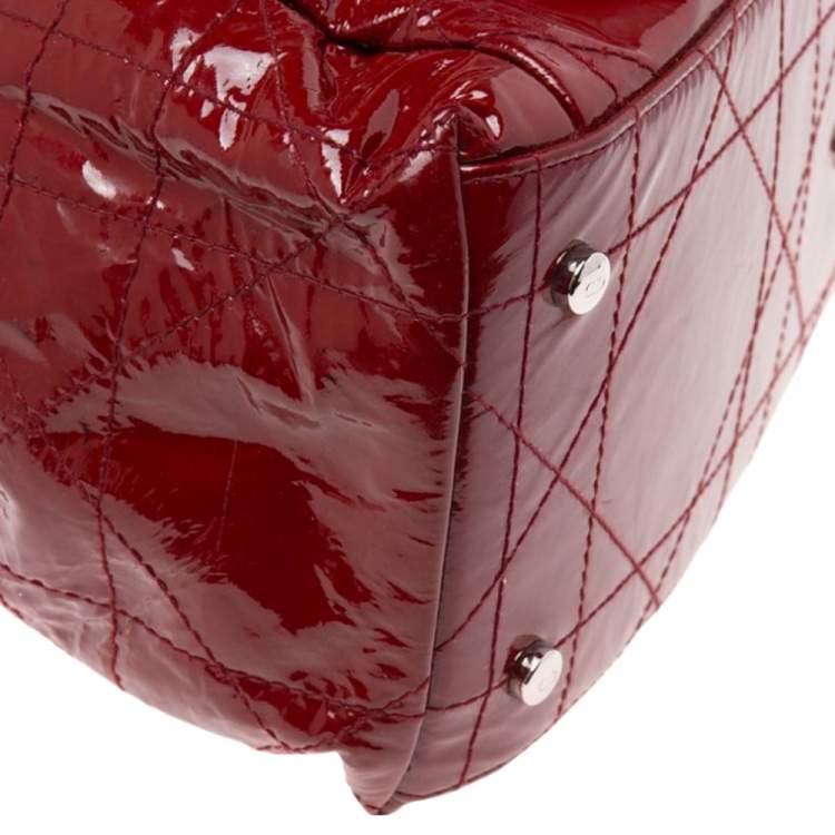 مملوكة مسبقًا Dior Red Cannage Patent Leather Le Trente Hobo