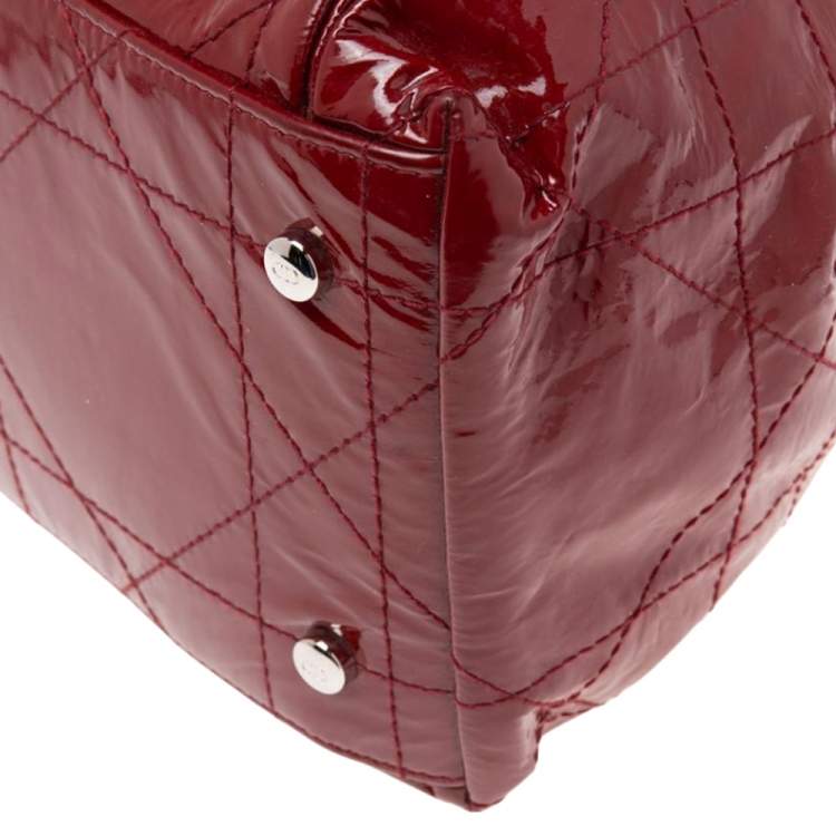 مملوكة مسبقًا Dior Red Cannage Patent Leather Le Trente Hobo