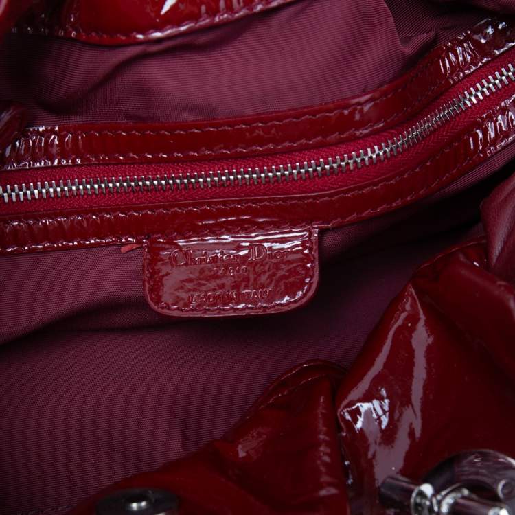 مملوكة مسبقًا Dior Red Cannage Patent Leather Le Trente Hobo