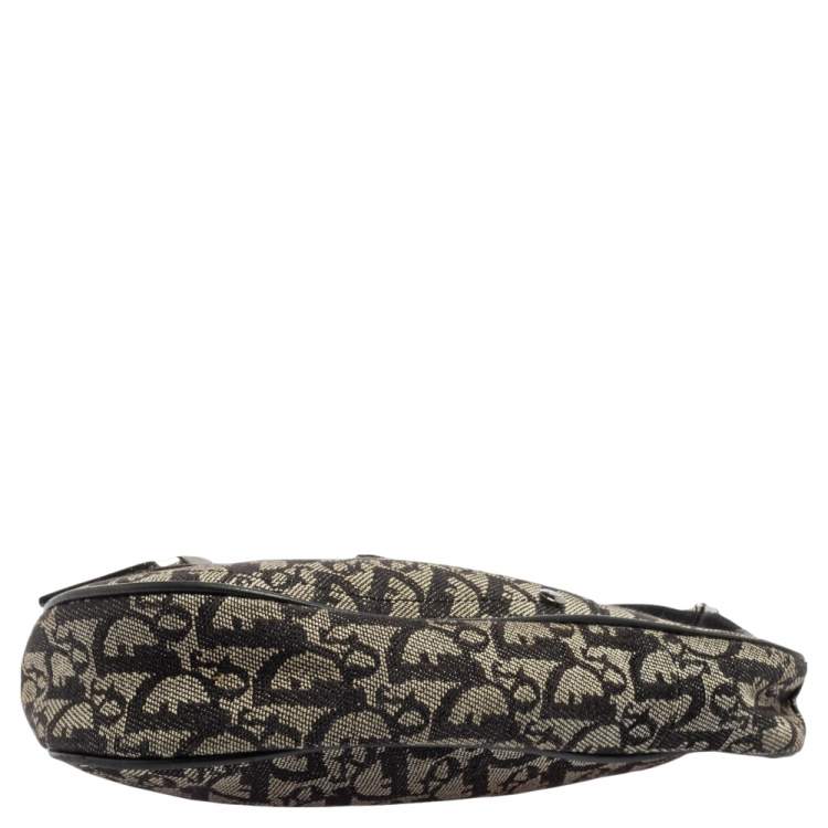 Pre Owned Dior Black Oblique Canvas Trotter Saddle Bag