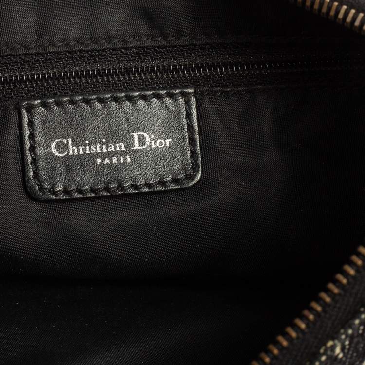 Pre Owned Dior Black Oblique Canvas Trotter Saddle Bag