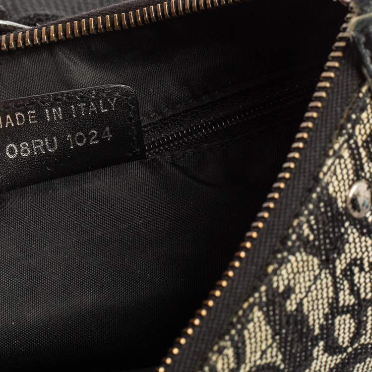 Pre Owned Dior Black Oblique Canvas Trotter Saddle Bag