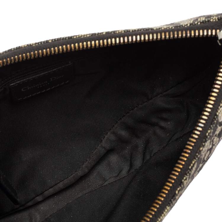 Pre Owned Dior Black Oblique Canvas Trotter Saddle Bag