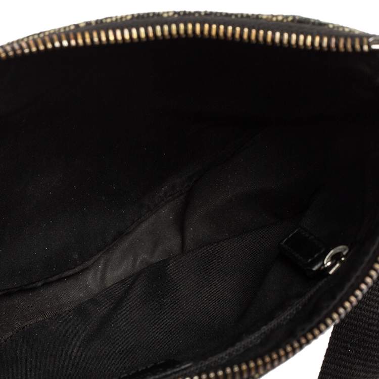 Pre Owned Dior Black Oblique Canvas Trotter Saddle Bag