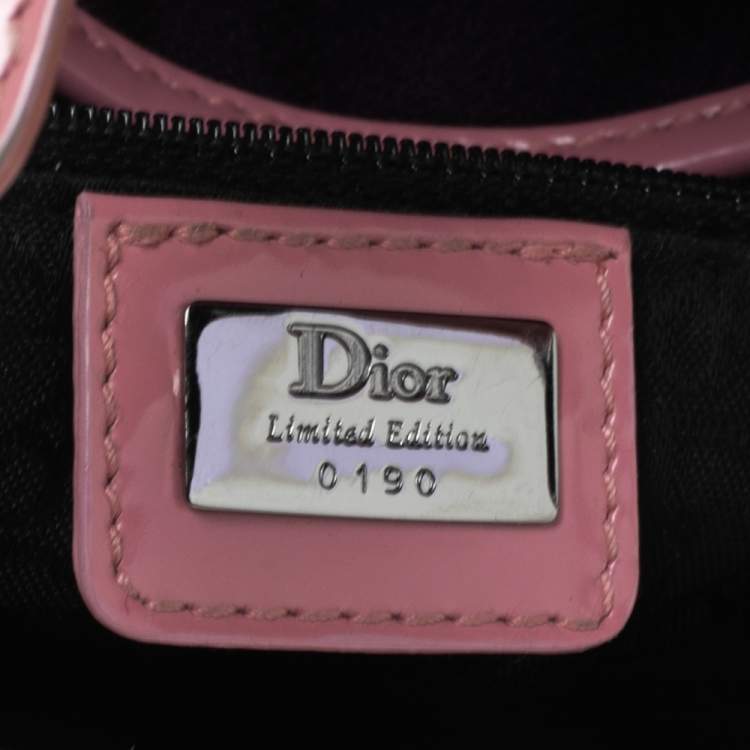 Pre Owned Dior Purple/Pink Floral Embroidered Fabric and Patent Leather Limited Edition Saddle Bag