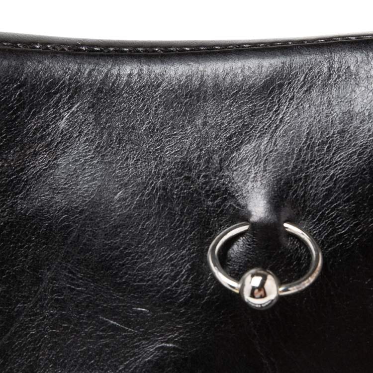 Pre Owned Dior Black Leather Saddle Piercing Bag