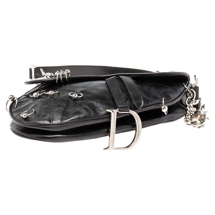 Pre Owned Dior Black Leather Saddle Piercing Bag