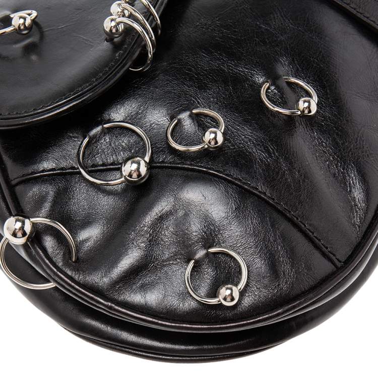 Pre Owned Dior Black Leather Saddle Piercing Bag