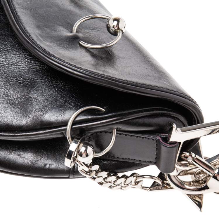 Pre Owned Dior Black Leather Saddle Piercing Bag