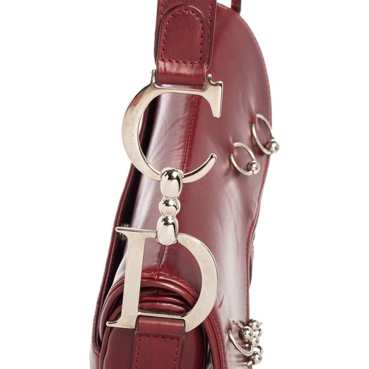 Pre Owned Dior Red Leather Saddle Piercing Bag