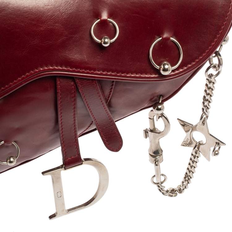 Pre Owned Dior Red Leather Saddle Piercing Bag