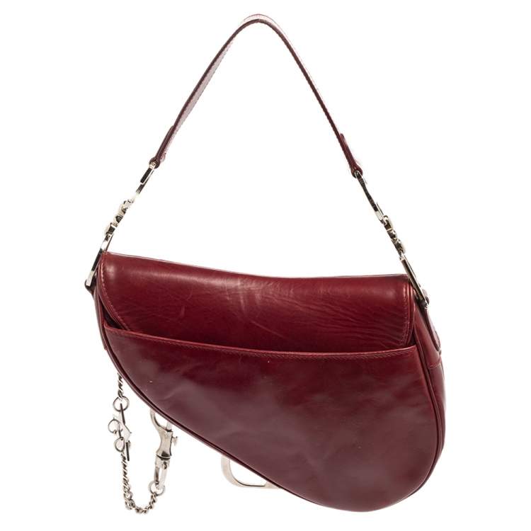 Pre Owned Dior Red Leather Saddle Piercing Bag