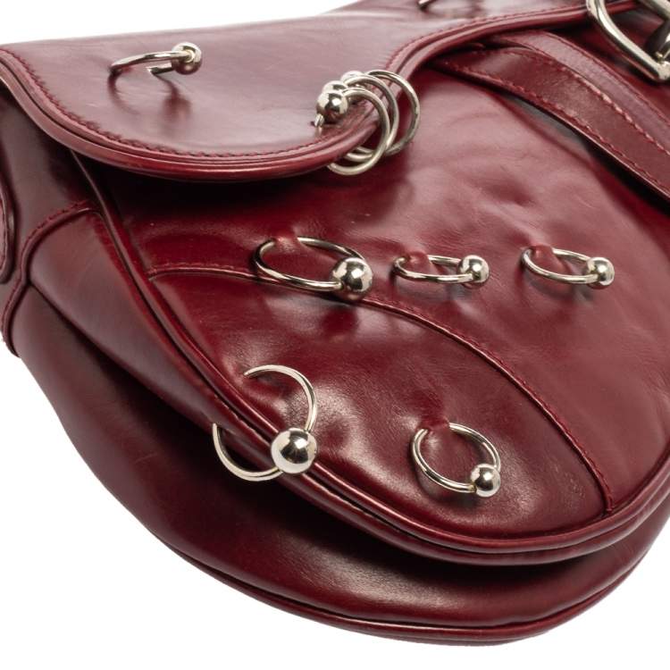 Pre Owned Dior Red Leather Saddle Piercing Bag