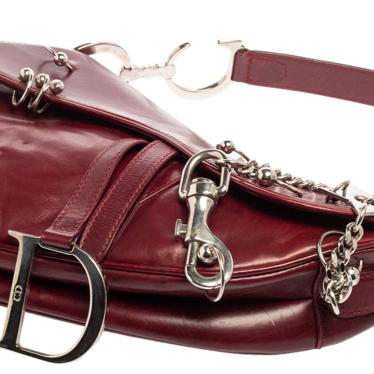 Pre Owned Dior Red Leather Saddle Piercing Bag