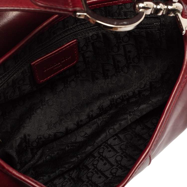 Pre Owned Dior Red Leather Saddle Piercing Bag