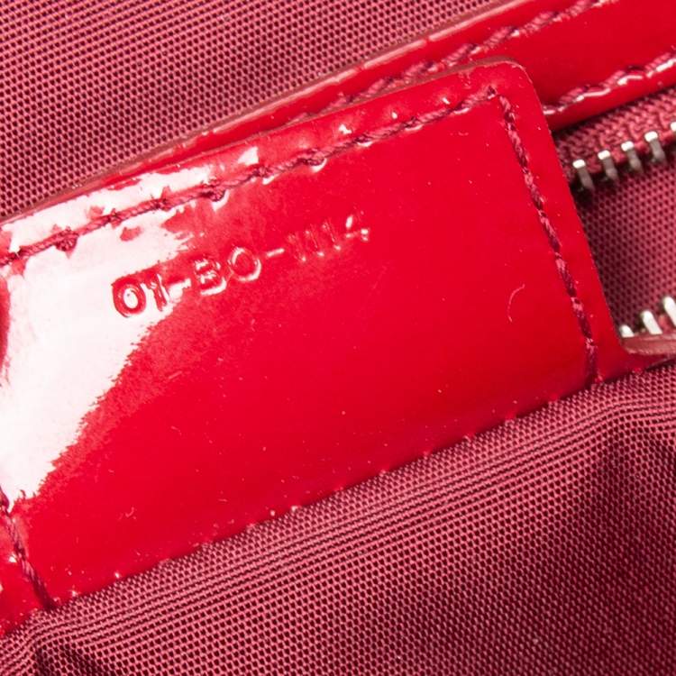 Pre Owned Dior Red Cannage Patent Leather Large Soft Lady Dior Shopping Tote