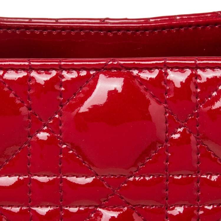Pre Owned Dior Red Cannage Patent Leather Large Soft Lady Dior Shopping Tote