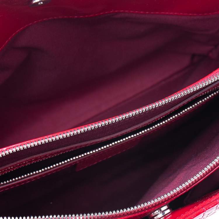 Pre Owned Dior Red Cannage Patent Leather Large Soft Lady Dior Shopping Tote