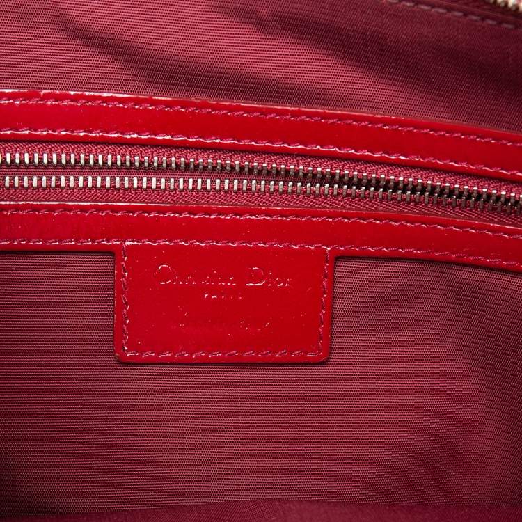 Pre Owned Dior Red Cannage Patent Leather Large Soft Lady Dior Shopping Tote