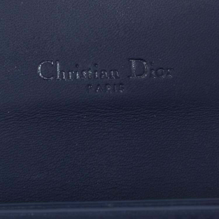 Pre Owned Dior Indigo Ultramatte Leather Saddle Compact Wallet