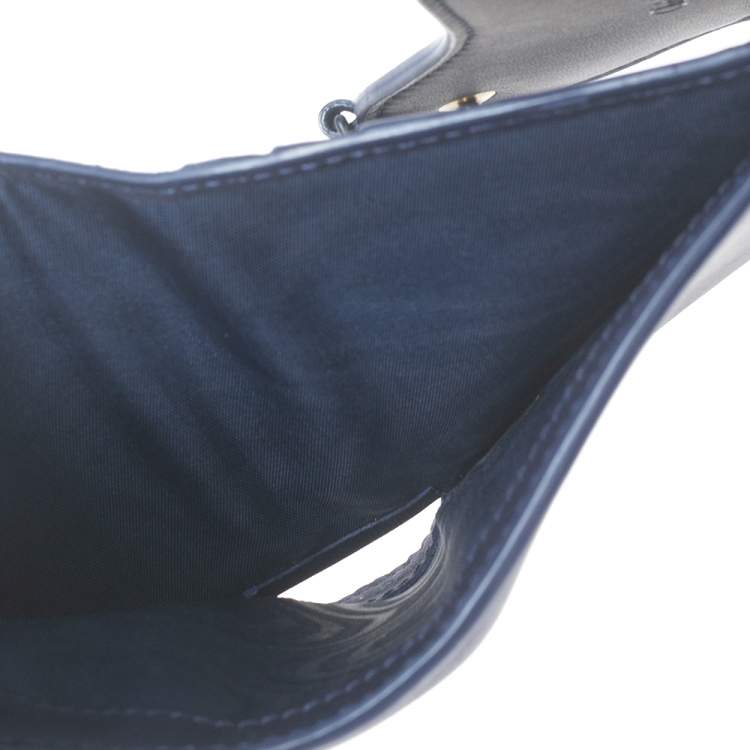 Pre Owned Dior Indigo Ultramatte Leather Saddle Compact Wallet
