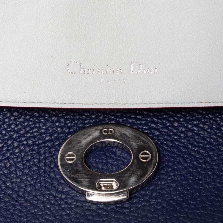 Pre Owned Dior Blue Leather Small Be Dior Flap Top Handle Bag
