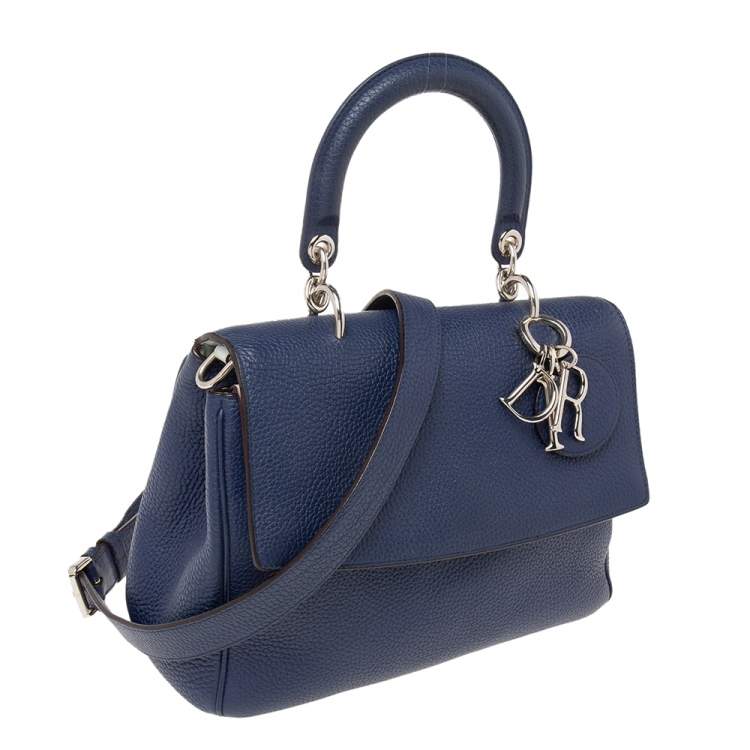 Pre Owned Dior Blue Leather Small Be Dior Flap Top Handle Bag